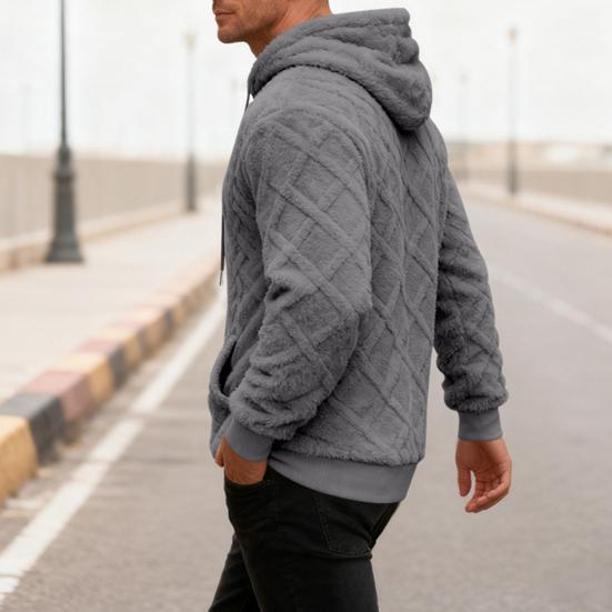 Felpa con cappuccio in pile da uomo, soffice, vestibilità ampia, spessa, pullover, calda, soffice, con cappuccio, casual, felpa per autunno inverno, street wear