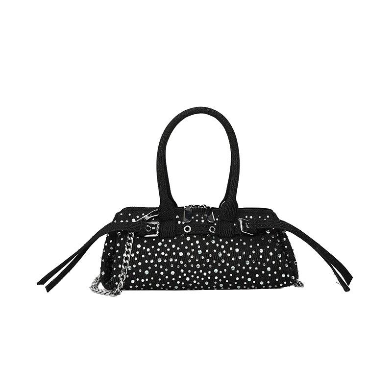 

сумка из денима как у интернет-знаменитостей 2025 новая корейская версия модная с заклепками персонализированная портативная сумка-мессенджер сумка-подушка чёрный