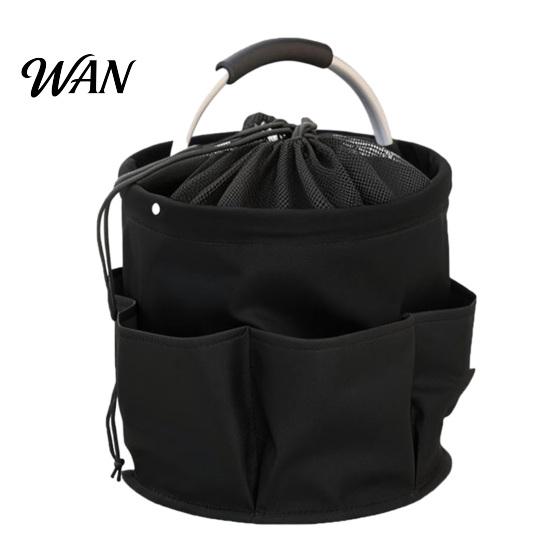 Foldable Cleaning Tools Pouch Storage Bag with Handle & Drawstring, Waterproof Oxford Cloth Spill-proof Container Multi-Pockets, Large Organizer чёрный