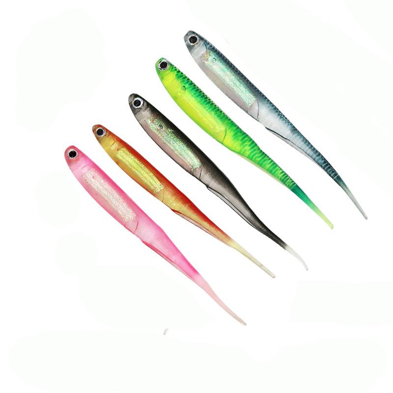 5pcs/pack 90mm PVC Needle Tail Soft Plastic Lures with Tube