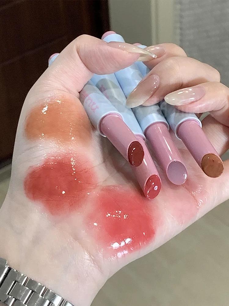Vitality Rule Lip Gloss Stick, Water-Gloss Mirror Finish Lip Glaze, Press-Type Solid Lipstick, Layerable Lipstick for Natural Makeup