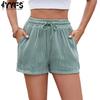 Women's Fashion Casual Solid Color Print High Waist Sport Shorts