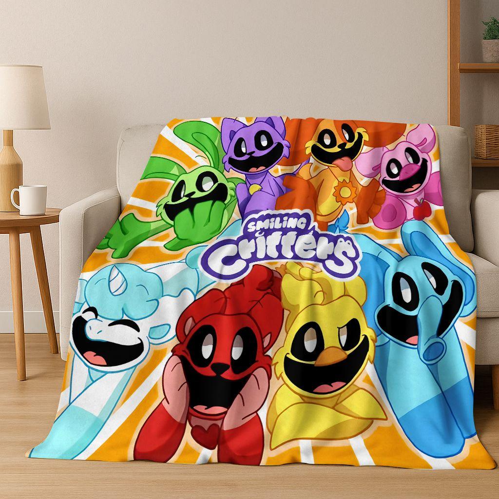 Cartoon S-Smiling C-Critters Craftycorn Catnap Art Flannel Blanket,Cozy Soft Throw Blanket for Home Bedroom Bed Sofa Cover Gift