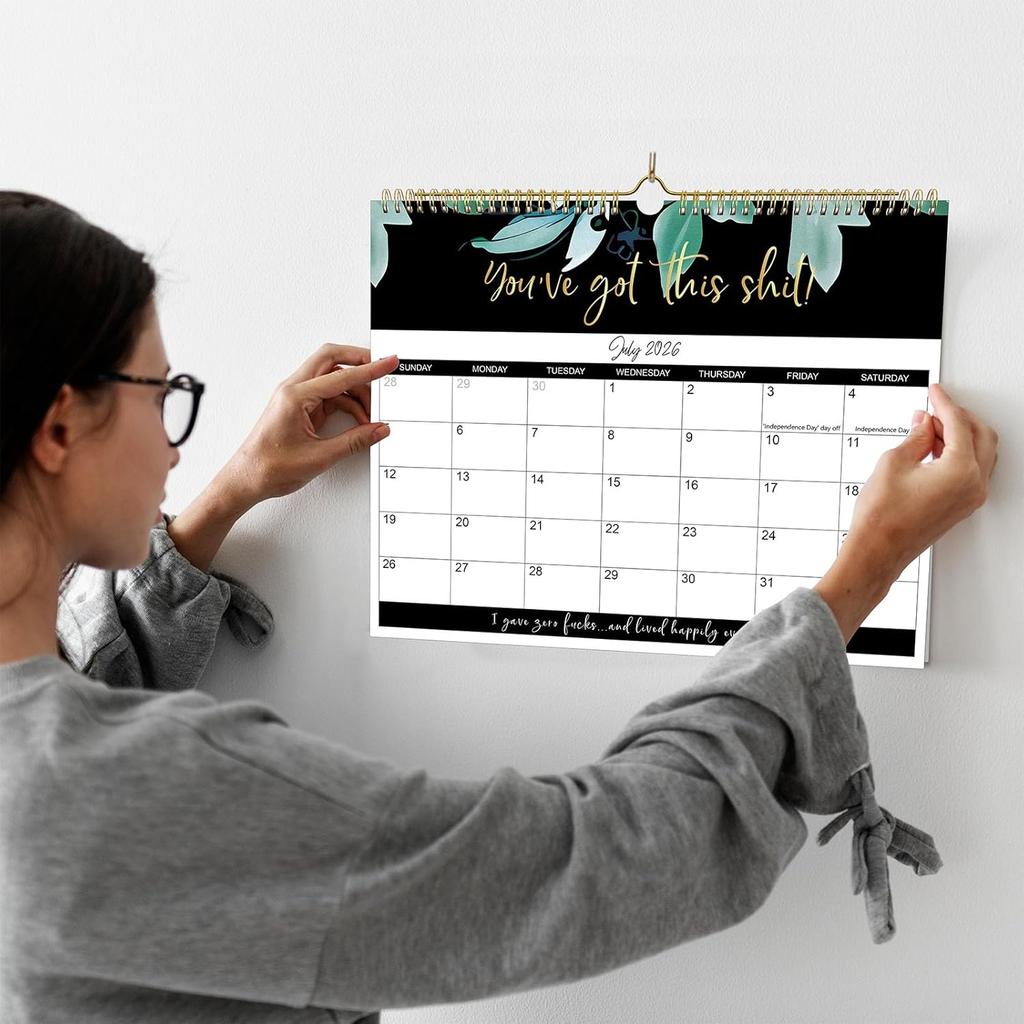 2026 Fu-ck It calendar,12-Month Humor Calendar,with Premium Paper Spiral Bound, 14”X11” Home Office Hanging Calendar,Funny Swear Word Monthly