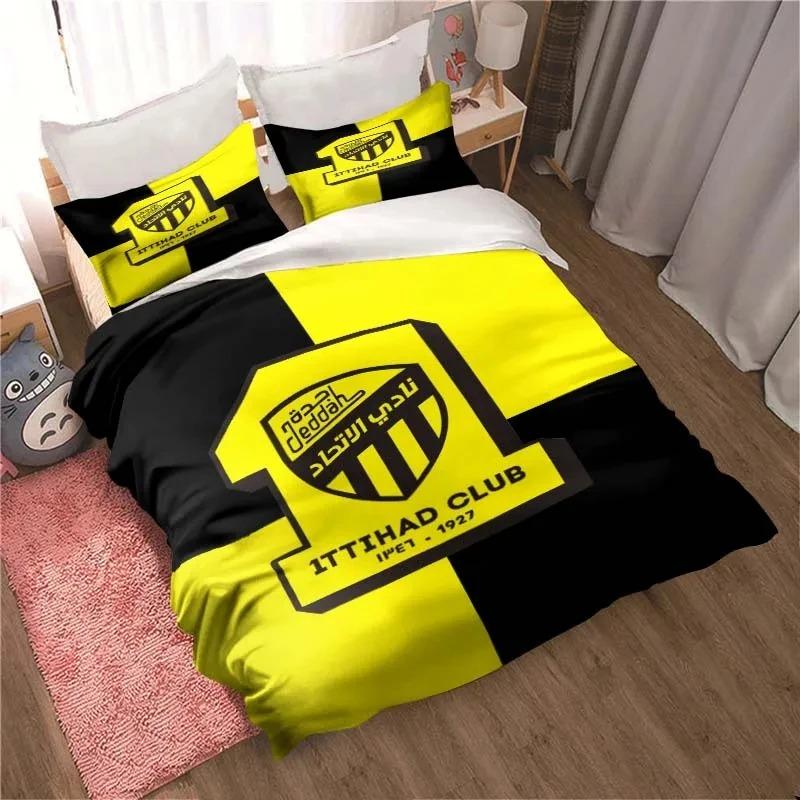 Al-Ittihad Club Jeddah Ložní souprava Chlapci Dívky Jednolůžko Queen Size Povlak na přikrývku Povlak na polštář Postel Děti Dospělí Móda Domácí textil