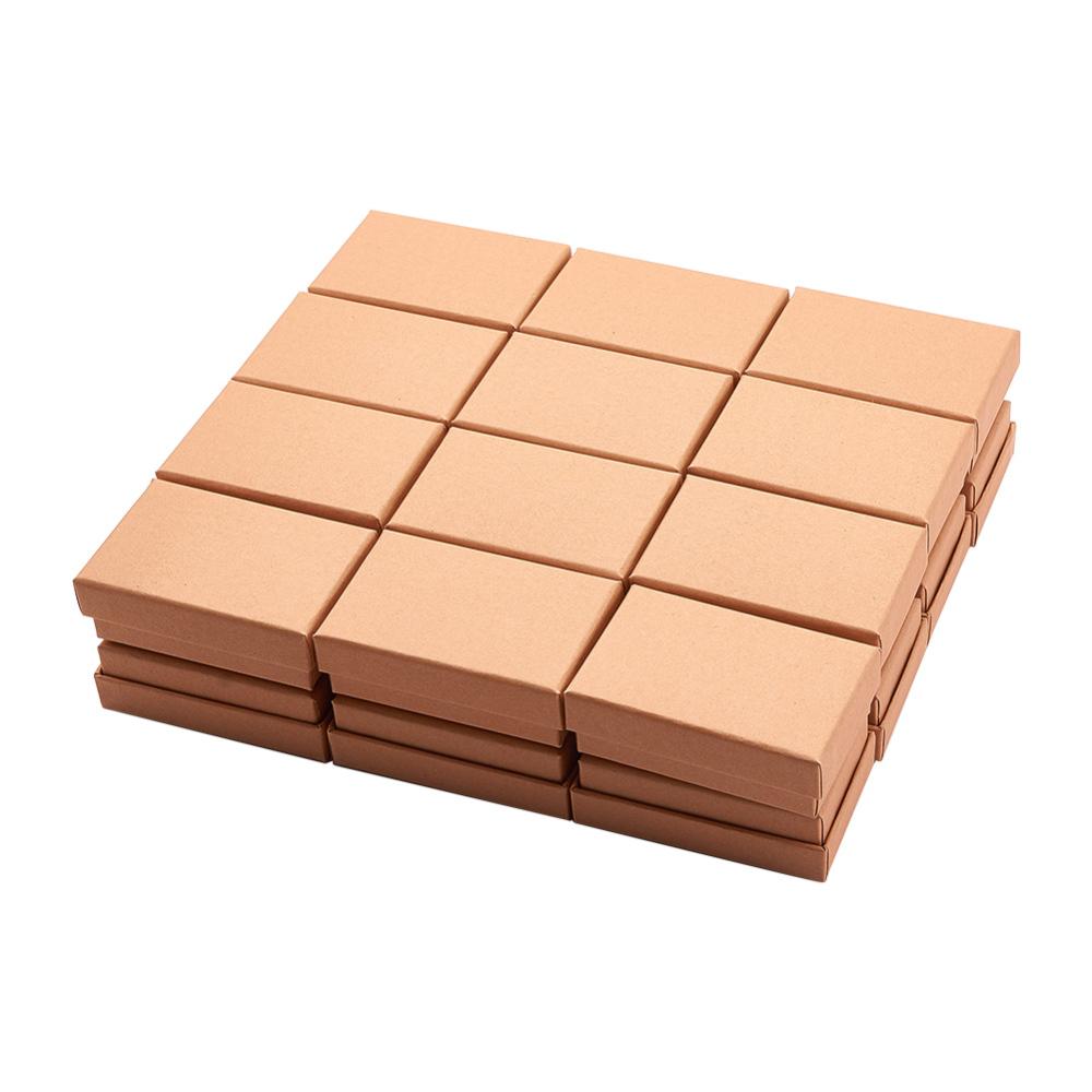 24pcs Cardboard Jewelry Set Box for Ring Necklace Rectangle Tan 8x5x2.5cm