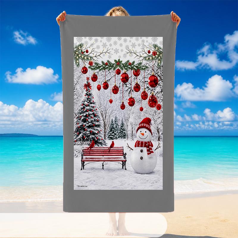 Christmas Printed Beach Towel Soft Quick Dry For Indoor Outdoor Home Use Holiday Gift