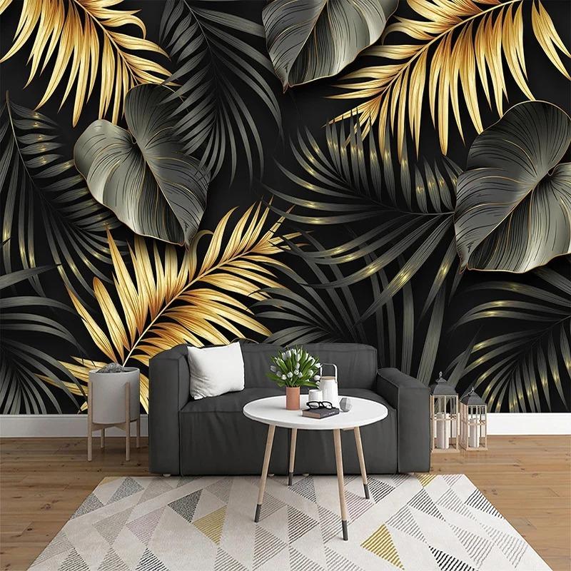 

Nordic Hand-Road-Painted Wallpaper Tropical Plant Leaf Lines Wall Mural Living Room Bedroom Luxury Home Decor Fresco 250 cm(W) x 160 cm(H)