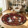 Christmas (40) Theme Circular Crystal Velvet Carpet Customized Name & Text Round Soft Floor Rug For Living Room Bedroom Decor
