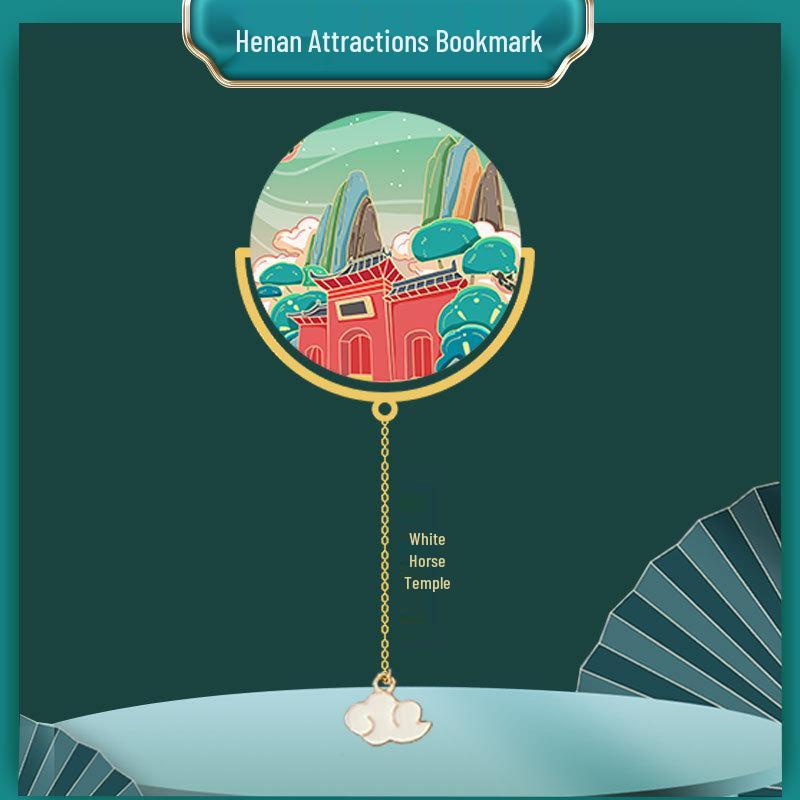 Luoyang Laojun Mountain and Longmen Grottoes Metal Bookmark - Creative Tourist Souvenir from Henan Scenic Area.