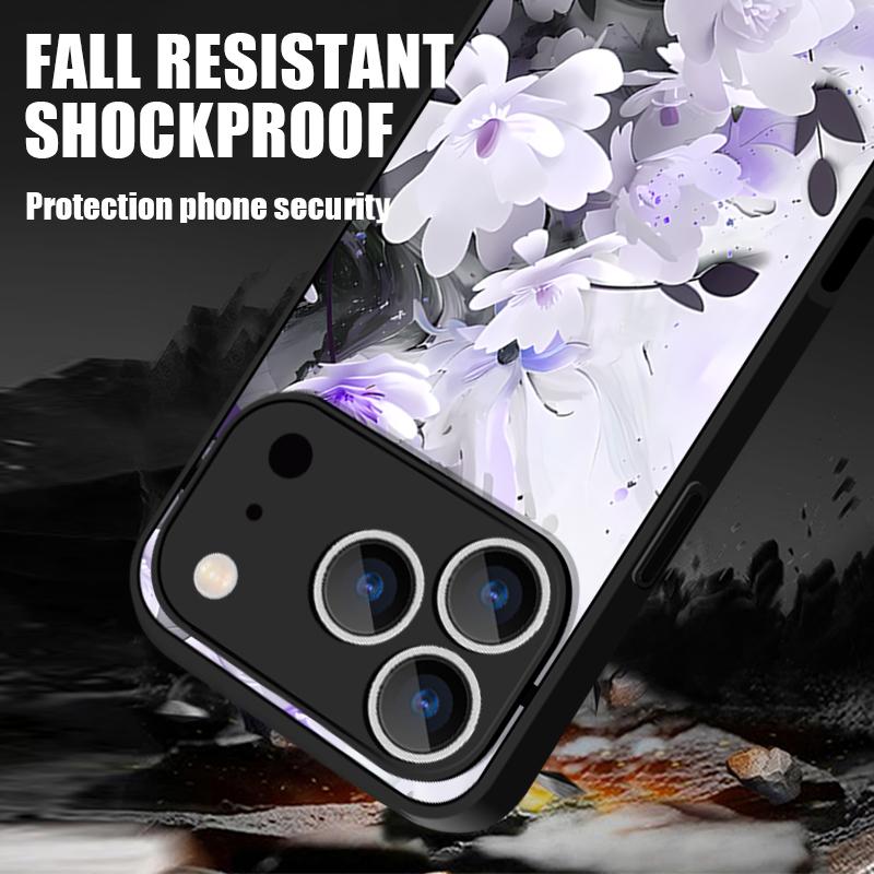 Translucent Matte Magnetic Phone Case For iPhone 17 16 15 Pro 14 13 Pro Max 16e 17e For Magsafe Purple Floral Hard PC Back Cover