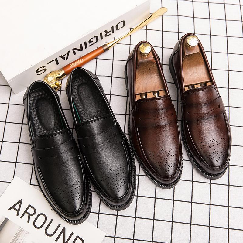 22 new leather shoes breathable youth British round head business dress leather shoes
