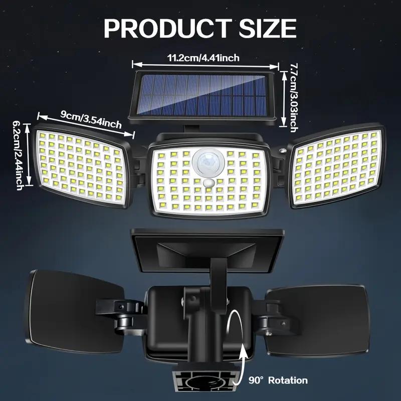2 Pack 179 LED Solar Wall Lamp with Motion Sensor 3 Lighting Modes Waterproof Outdoor Solar Security Floodlight for Patio Garden