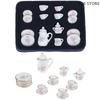 1Set 1:12 Miniature Porcelain Tea Cup Set Chintz Flower Tableware Kitchen