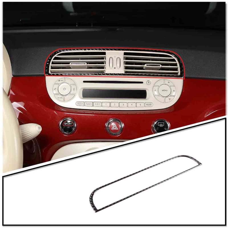 Hcilloend Carbon Fiber Air Conditioning Center Console Air Vent Panel for New Fiat 500 Air Conditioning Air Outlet Car Vent Easy Interior Custom