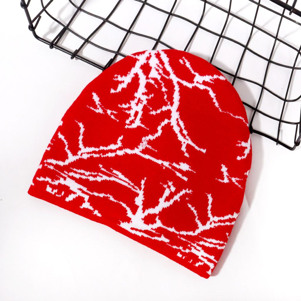 

Street Style Acrylic Beanie With Lightning Graphics For Youth And Urban Fashion Red