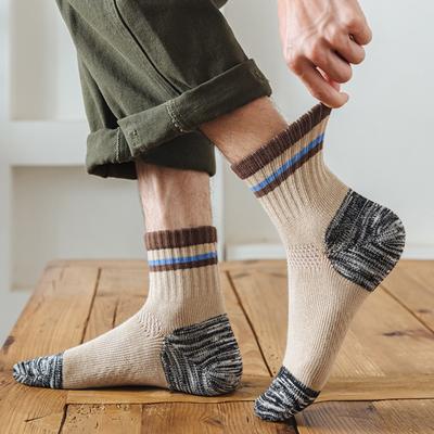 5 Pairs of Men's Autumn and Winter High Grade Contrast Color Thickened Cotton Sports Can Not Drop The Tube Tube Socks
