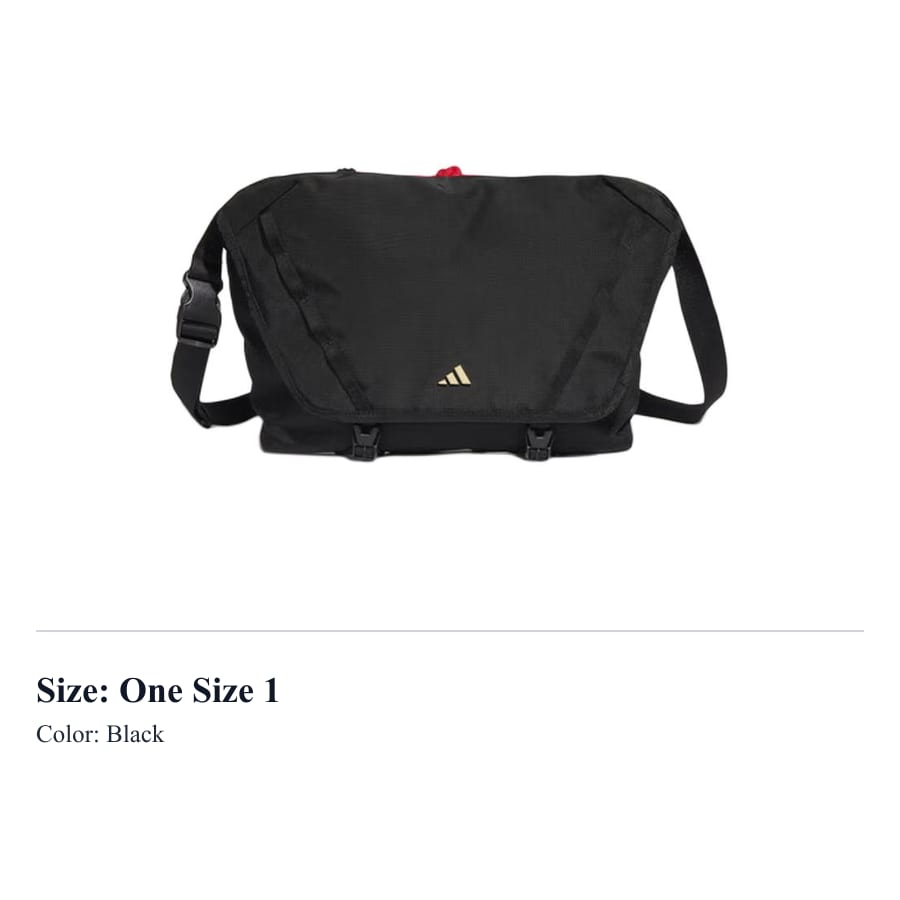 Adidas Recycled Polyester Messenger Bag, Shoulder Bag, Crossbody Bag Unisex Black KS8255
