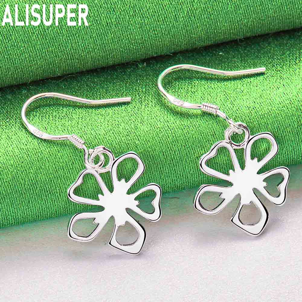 925 Sterling Silver Exquisite Hollow Flower Pendant Earrings - Fashion Banquet Jewelry