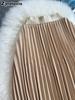 Wavy Edge Pleated Skirt High Waist Slimming Office Wear Versatile Long Dress for Women