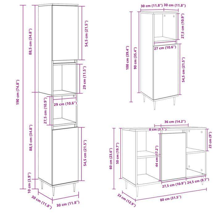 VidaXL Ensemble De Meubles De Salle De Bain 3 Pcs Chêne Sonoma 3307679
