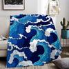 Japanese Waves Throw Lightweight 240g Flannel Blanket Soft Skin-friendly for Summer Cooling