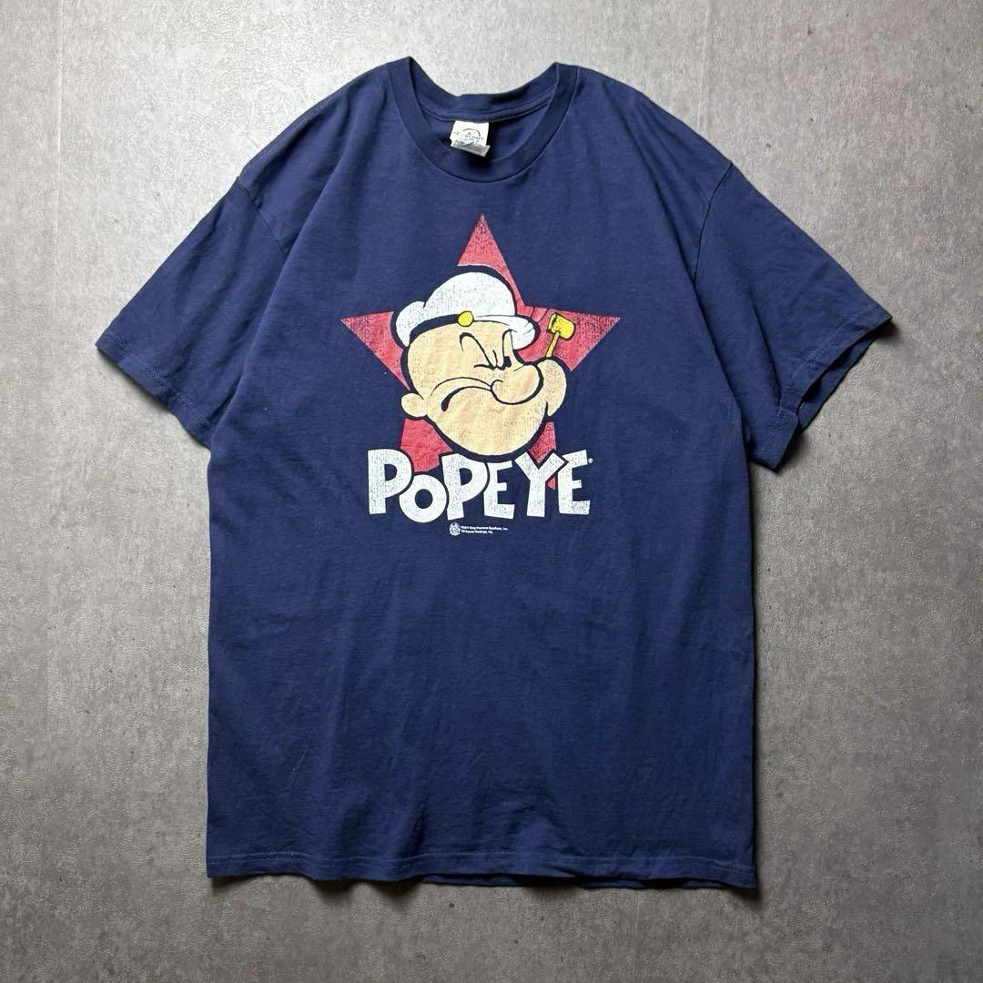 

[USED] DELTA Popeye T-Shirt, Retro American Casual, Character, Anime, Navy, Size L