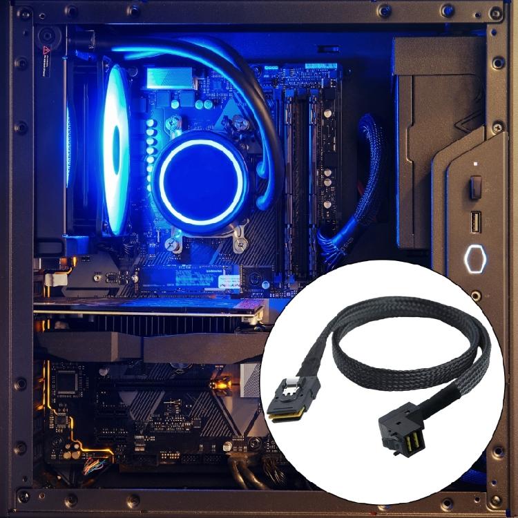 SFF 8087 to 90 Degree MiniSAS 8643 Internal Coaxials Cable for Connection of Hard Drives and Servers