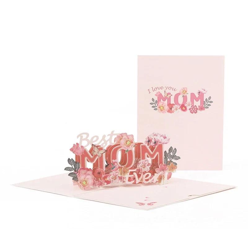 1pc-Mothers Day 3D Pop Up Bouquet Greeting Card Creative Flowers in Hand To Thank The Blessing Card for Birthday Wedding Gift
