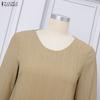 ZANZEA Women Casual Round Neck Solid Color 3/4 Sleeve Dress