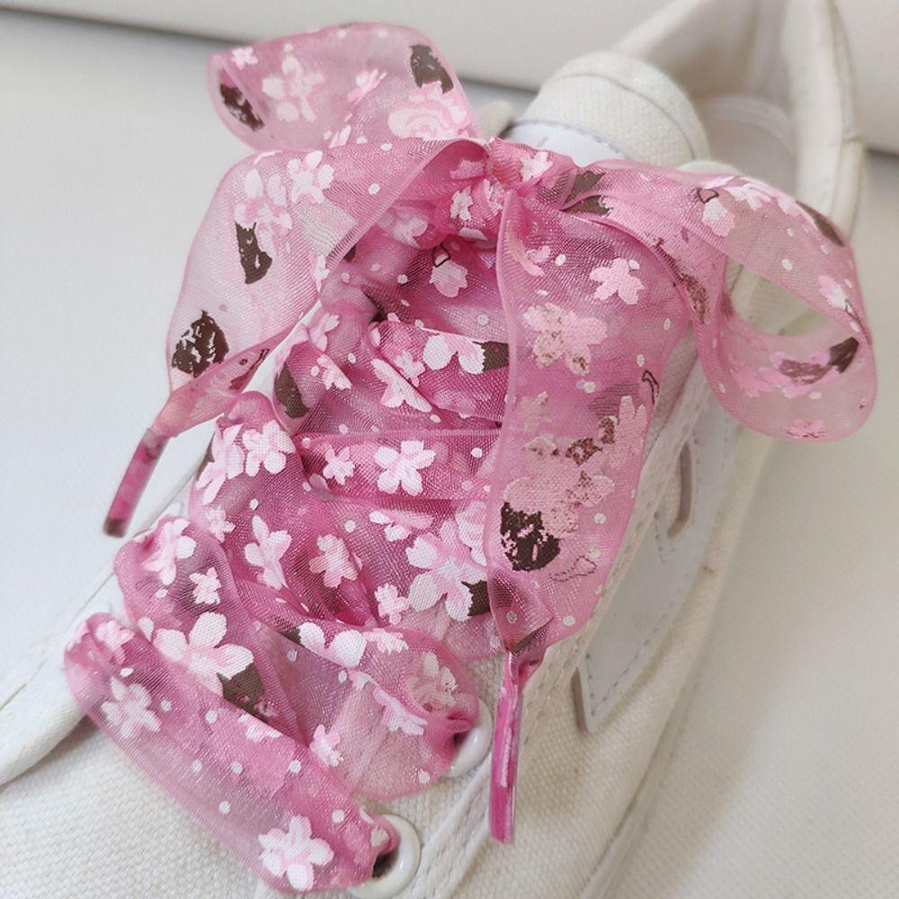 1 Pair 2.7CM Width Printing Shoelaces Snow Yarn Women Strings Transparent Snow Yarn Shoe Laces
