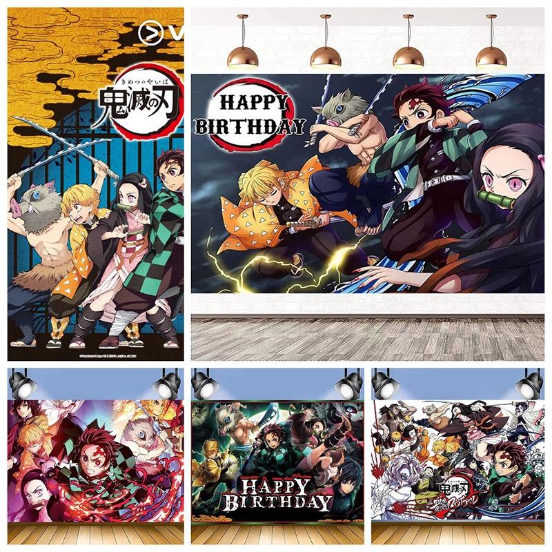 Tela de Fondo de Vinilo Temática de Demon Slayer Para Estudio Interior y Decoración de Fiestas Regalo Ideal Para Adolescentes