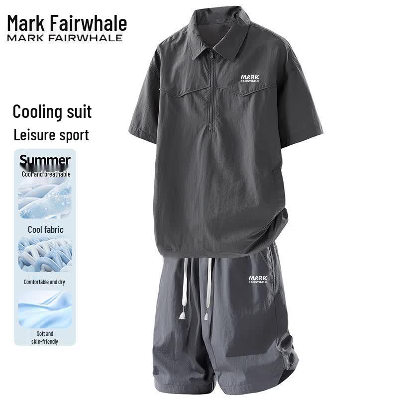 MARK FAIRWHALE Men s Summer Loose Quick-Dry Two-Piece Set XL