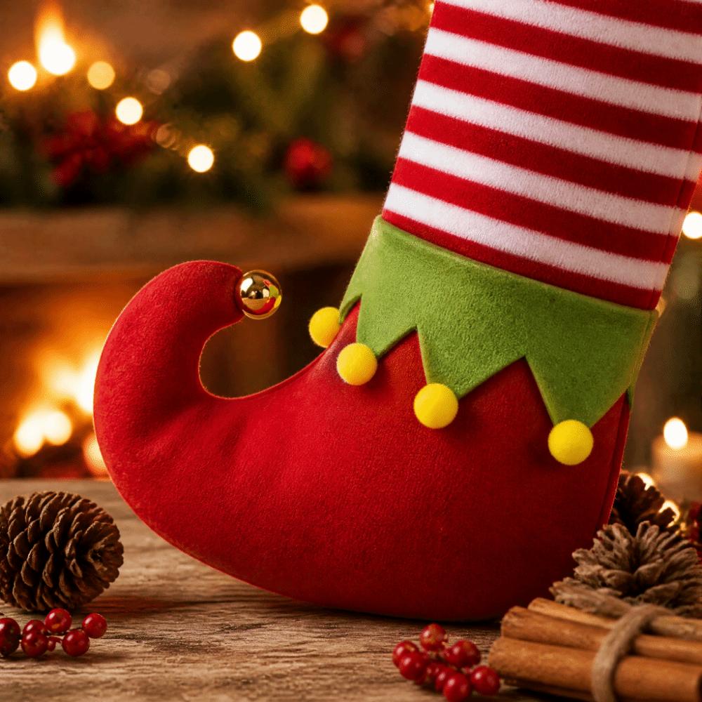 Stripe Christmas Stocking Gift Bag Retro Xmas Tree Hanging Socks Christmas Elf Stocking New Year
