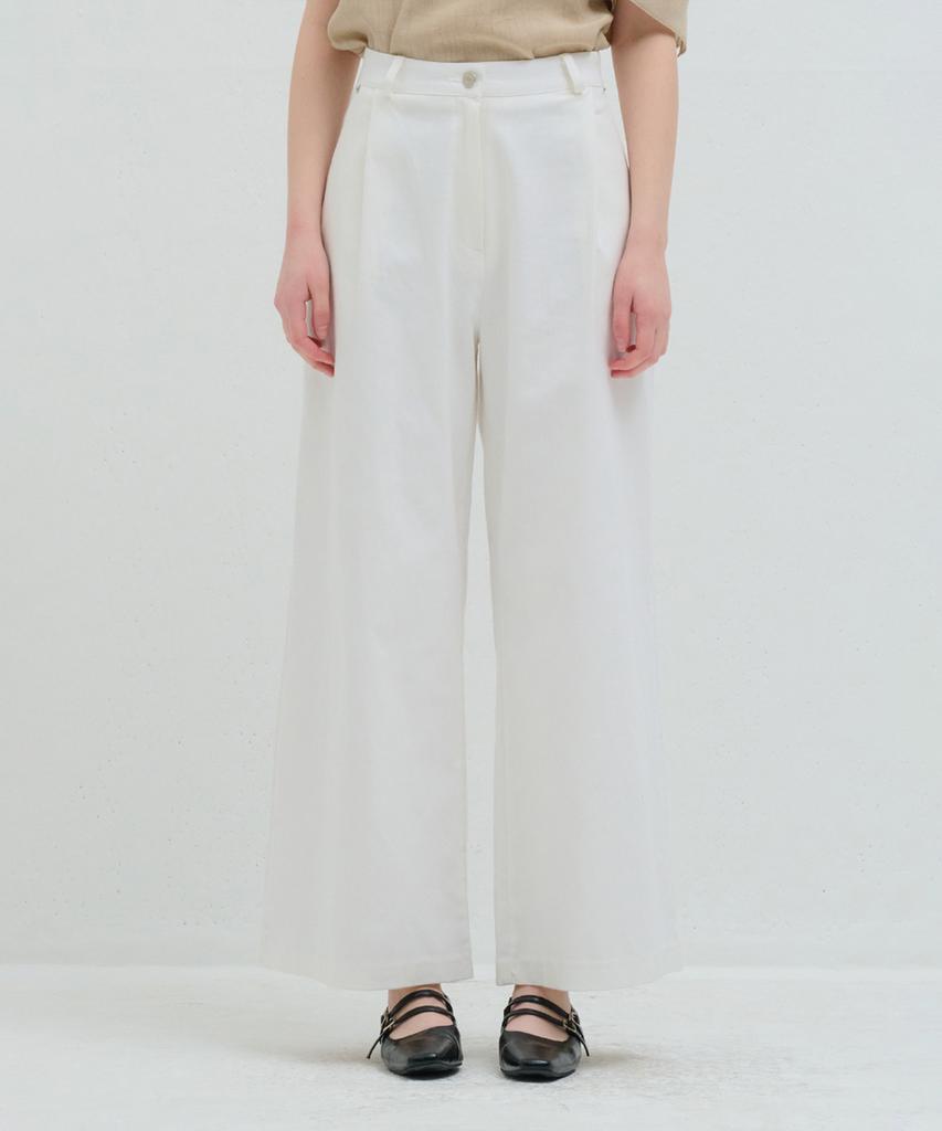 Kamino Cotton Pintuck Wide Pants White