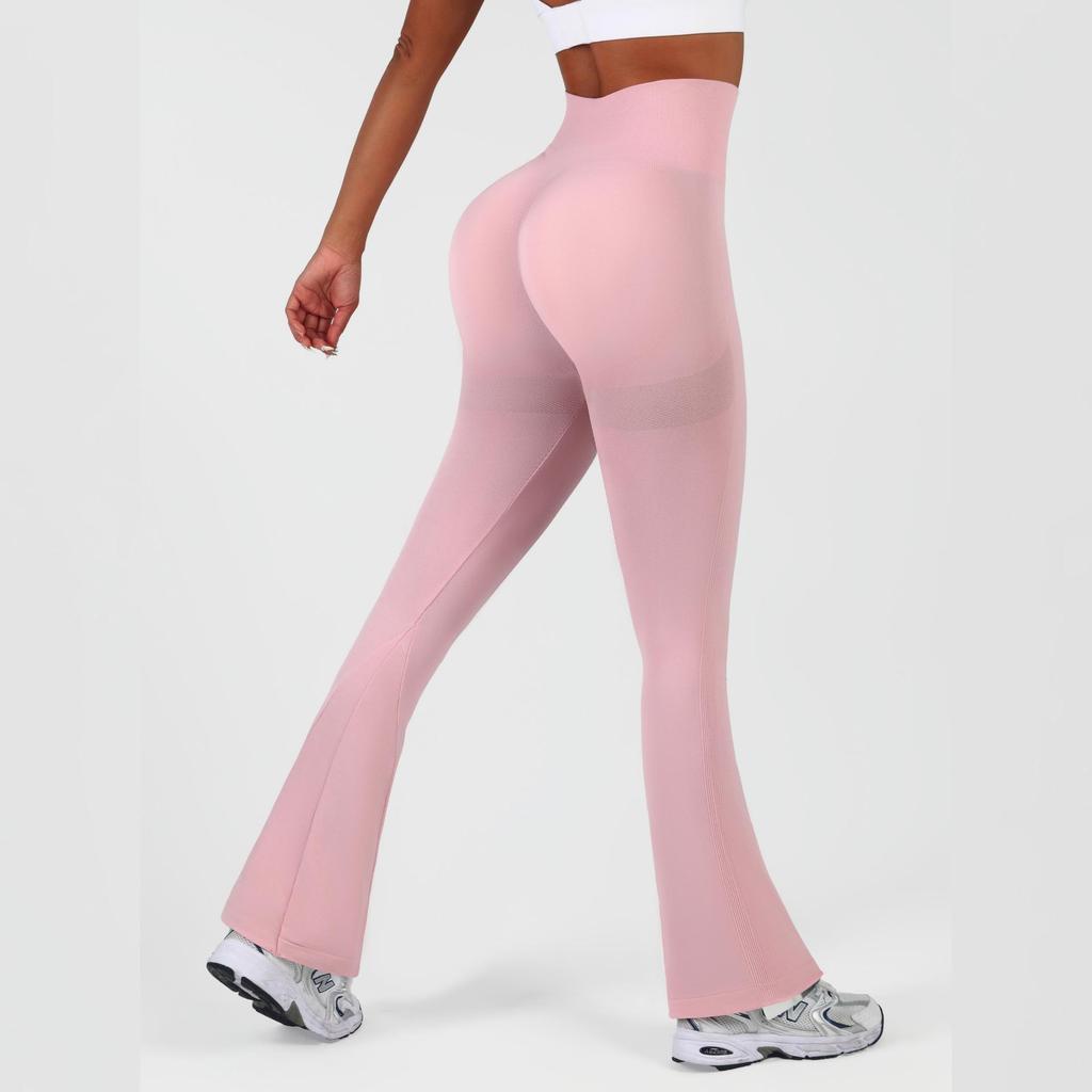 Solid Color High Waist Yoga Leggings - Slim Fit, Flared, Body Shaping, Quick Dry, Casual Fitness Sports Pants