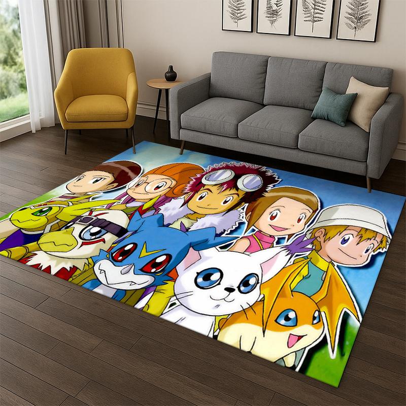 3D Digimon Adventure Angewomon Agumon Cartoon Carpet Rug for Bedroom Living Room Sofa Doormat Home Decor,Kid Area Rug Non-slip