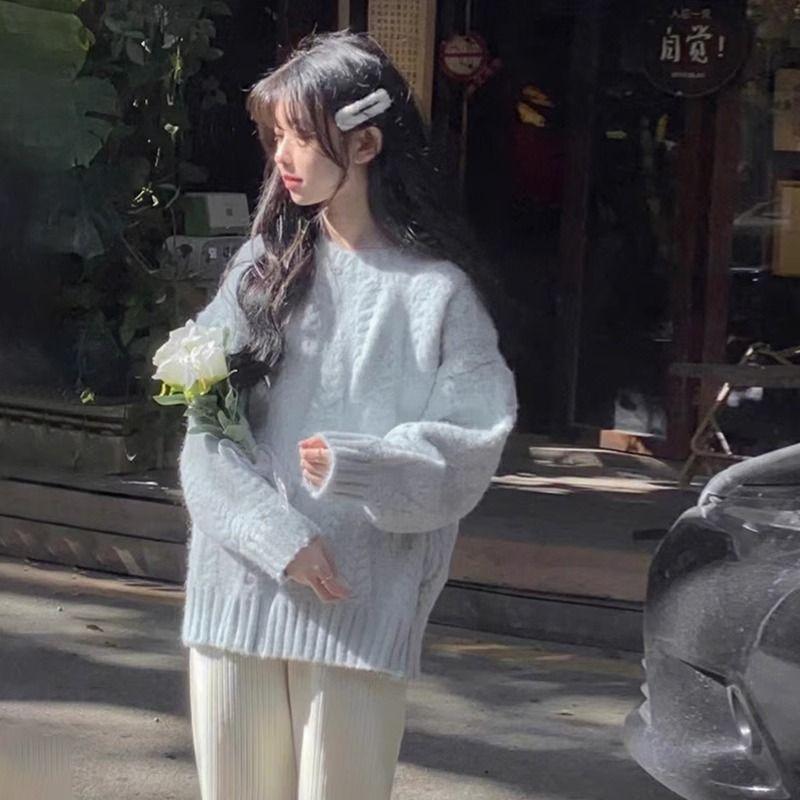 

Soft Glutinous Gentle Blue Sweater Female Fall and Winter Inner Wear Base Knitwear Tops 2025 New Arrival Fancy Winter Water Blue 2XL(Suggested 65.00 kg-75.00 kg)