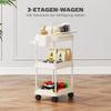 Storage Cart, 3 Baskets, Towel Rail, Wheels, Handle, Metal Frame, White