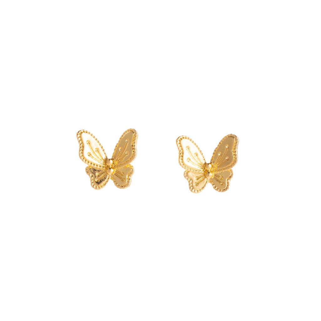 Dongdaemun Golden Butterfly Temperament Stud Earrings, Light Luxury Fashion Simple Celebrity Style Earrings Women