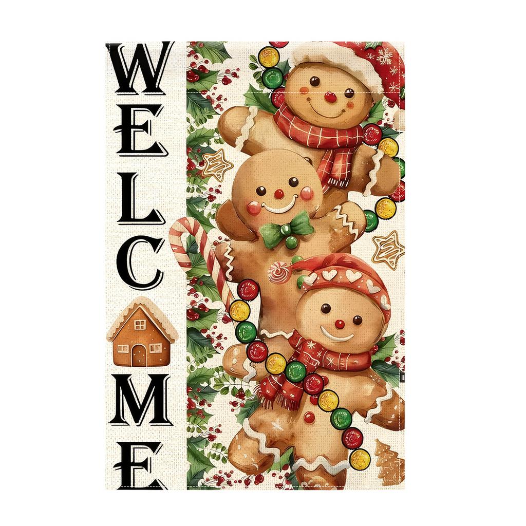 Christmas gingerbread Garden Flag 12x18 Inch Double Sided for Courtyard Outdoor Welcome Flag Decoration (Excluding flagpole)