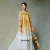 Zuo's Life 2026 Early Autumn Gradient Ginger Yellow Ethnic Embroidered Dress