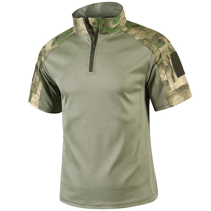 Summer Men's Outdoor Frog Suit Short Sleeve Camouflage Training Shirt Breathable Tops Lightweight Fast Drying