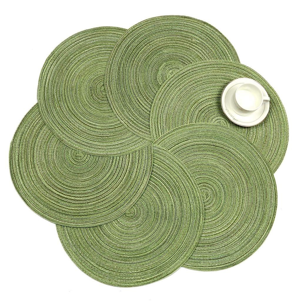 6-piece Set Meal Mat Woven Round Mat Tableware Cup Pad Woven