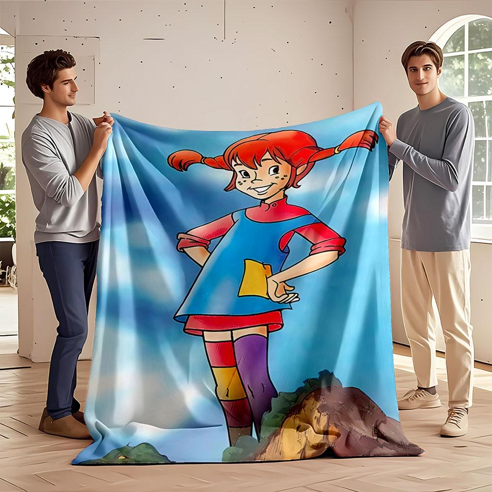 Red-Haired Cartoon Girl Blanket for All Seasons Blanket Lunch Break Throw Gift