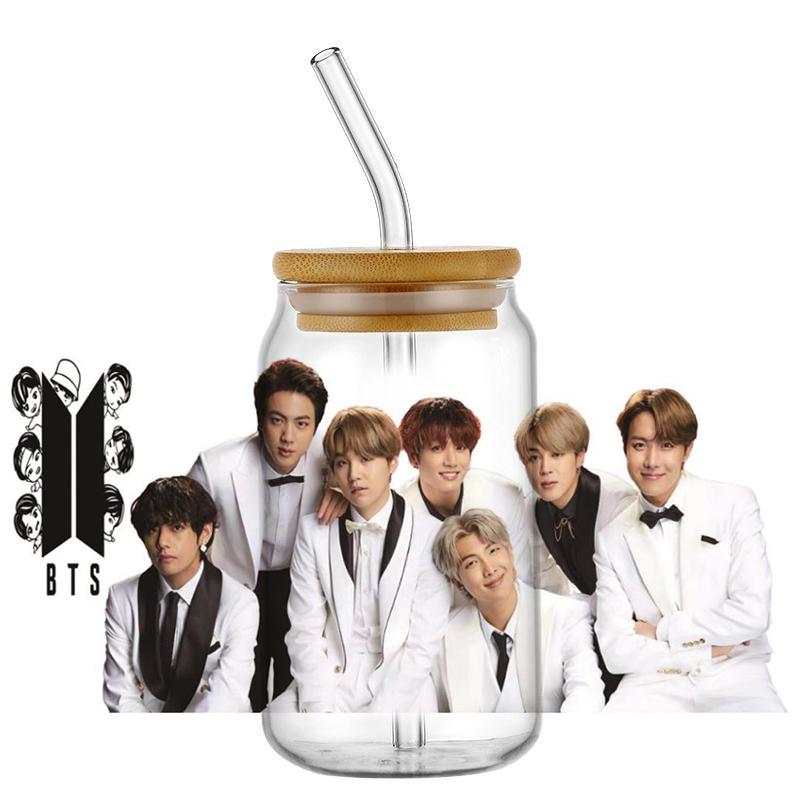 Popular Korean Oppa Groups Easy Peel Waterproof Party Diy Decals 3D Transfers Uvdtf Tumbler Stickers 16Oz Uv Dtf Cup Wraps
