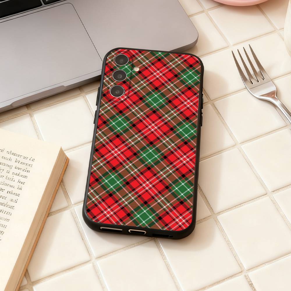 Scottish Tartan Pattern Phone Case For Samsung Galaxy A73,A72,A71,A70,A53,A52,A51,Others Soft Black Shell