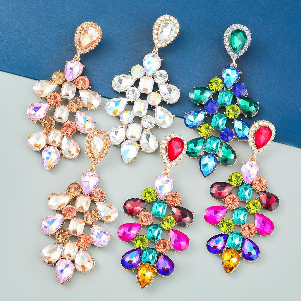 Pinkdudu Fashion Alloy Rhinestone Flower Drop Earrings European Personality Earrings For Women PD858