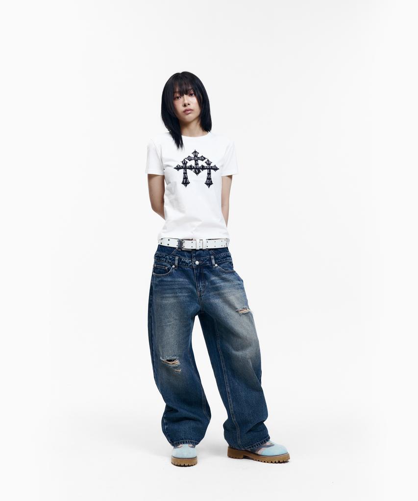 AAKAM Trinity Cross Half Top (White)
