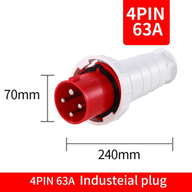 KRE 63A Waterproof Industrial Plug 3/4/5 Pin 380V 415V Dustproof Socket IP67 Male And Female Mounted Connectors